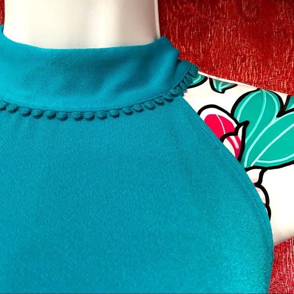 Worthington Teal Turquoise Halter High Neck Blouse - Picture 4 of 4